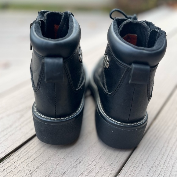 Women’s Harley Davidson Black Leather Riding Boots Sz 7 1/2 SIDE ZIP - Picture 5 of 11